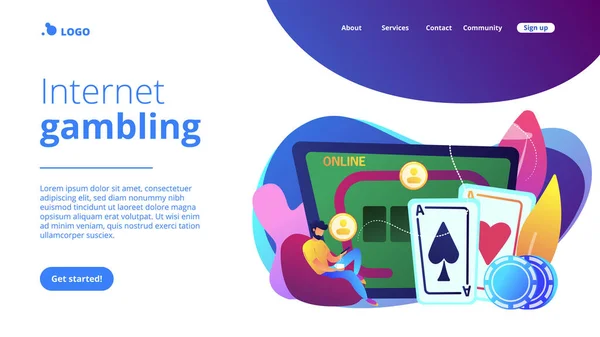 Affärsman Med Smartphone Spelar Poker Online Och Casino Bord Med — Stock vektor