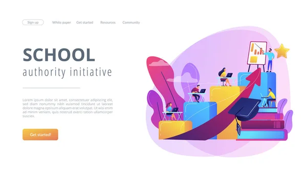 Kvalificering Öka Kurs Färdigheter Förbättring Coaching Yrkesutveckling Initiativ Från Skolmyndigheten — Stock vektor
