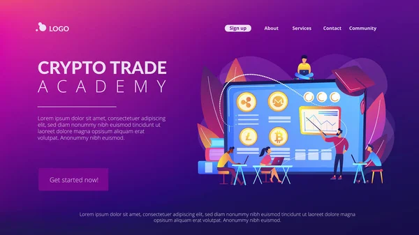 Financiële Geletterdheid Onderwijs Business School Cryptogeld Trading Cursussen Crypto Handel — Stockvector