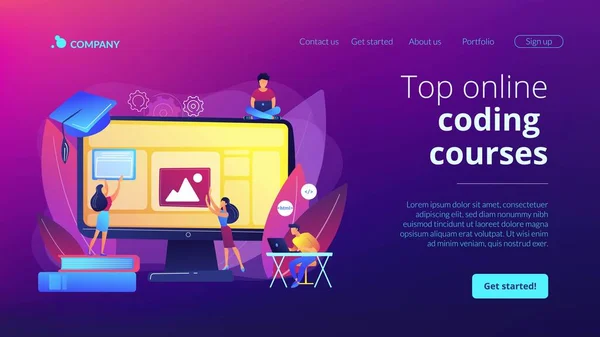 Lärande Onlinekurser Och Webbseminarier Fjärrstudier Webbutveckling Kurser Webbutveckling Programmering Bästa — Stock vektor
