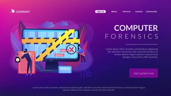 Ciberataque Aplicação Lei Criminoso Roubar Dinheiro Online Computação Forense Ciência — Vetor de Stock