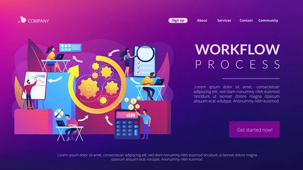Arbeitskräfteorganisation Und Management Workflow Prozesse Design Und Automatisierung Von Workflow — Stockvektor