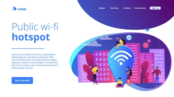 Surfen Web Browsen Door Websites Gratis Internet Netwerk Openbare Hotspot — Stockvector