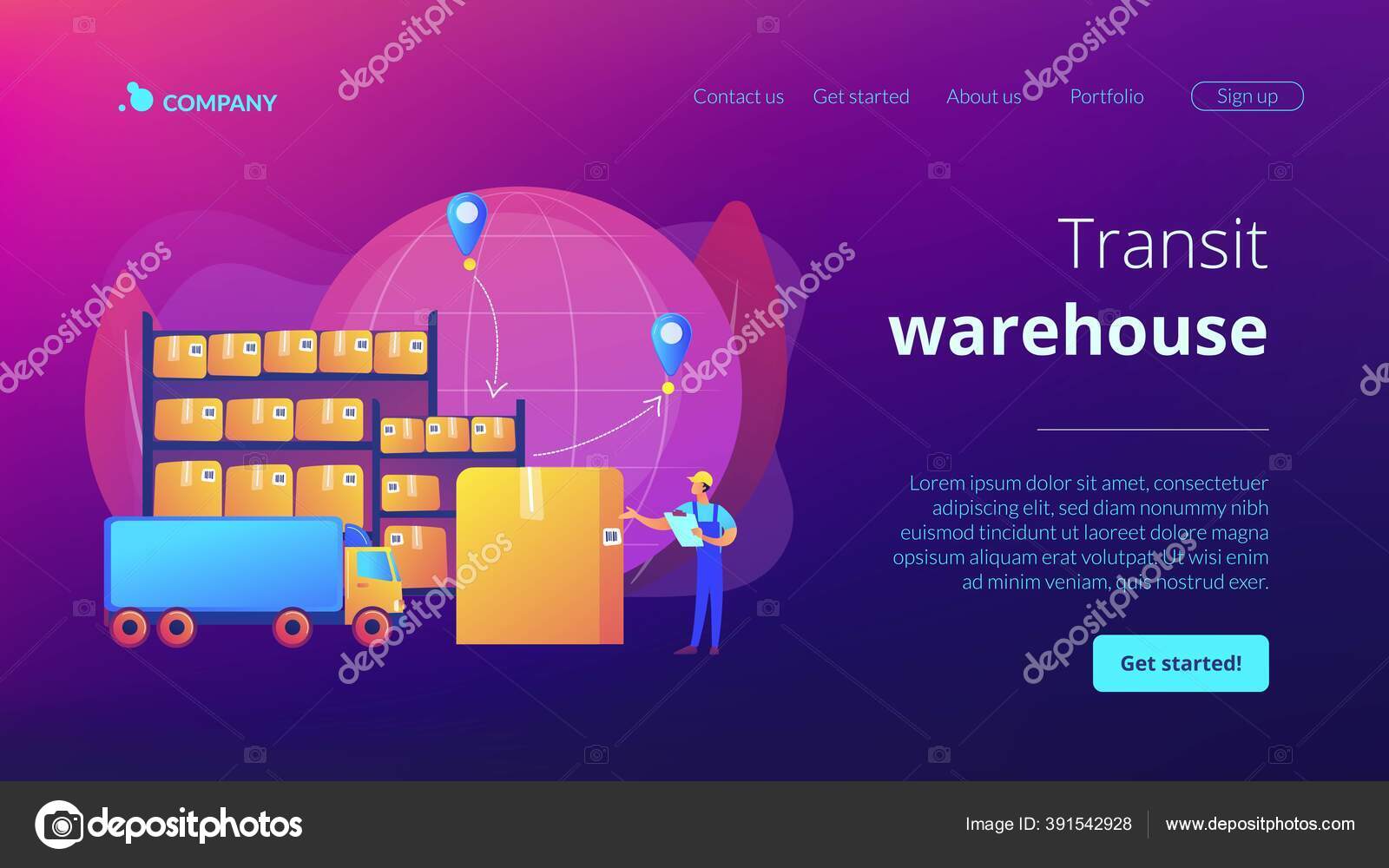Transit warehouse concept landing page Stock Vector Image by