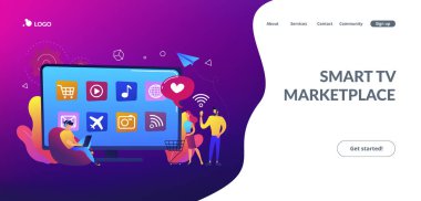 Akıllı TV uygulamaları konsept iniş sayfası.