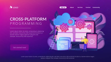 Çapraz platform programlama konsepti iniş sayfası.