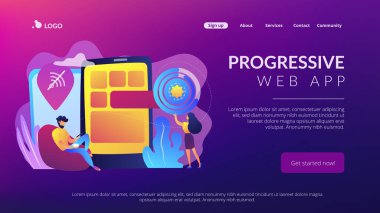 Gelişmiş web uygulaması konsept iniş sayfası.