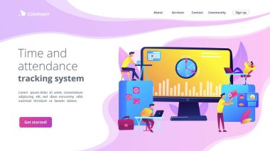 Zaman ve devamlılık takip sistemi konsepti iniş sayfası