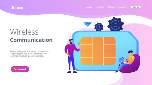 Mobilní telefony cardconcept landing page. — Stockový vektor