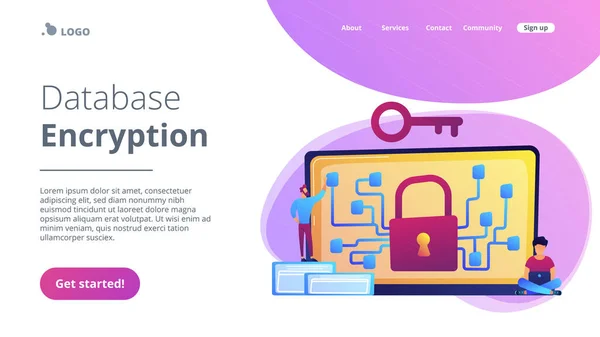 Cryptographie et cryptage concept landing page. — Image vectorielle