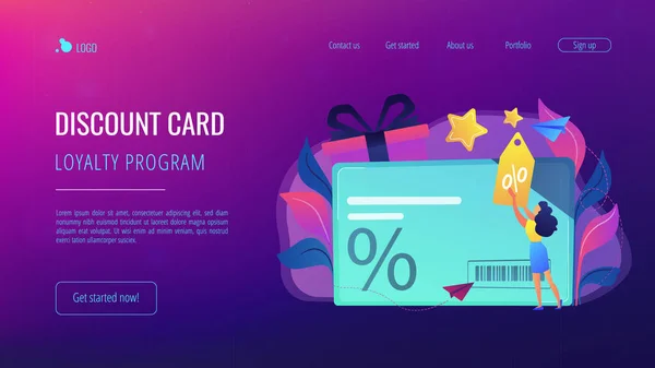 Remise et fidélité cardconcept landing page. — Image vectorielle