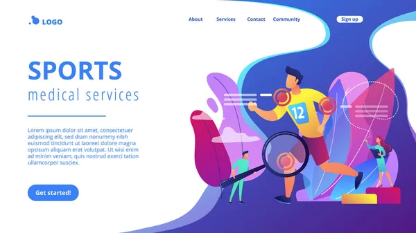 Sportmedizinisches Konzept Landing Page. — Stockvektor