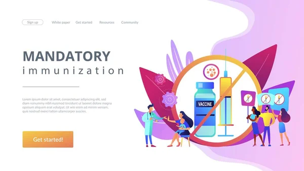 Denegación del concepto de vacunación landing page . — Vector de stock