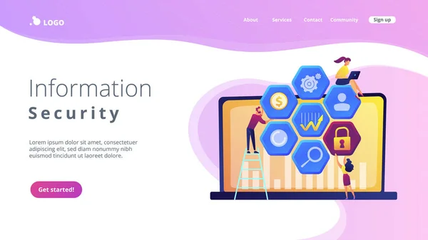 Cyber-Sicherheitsmanagement-Konzept Landing Page. — Stockvektor