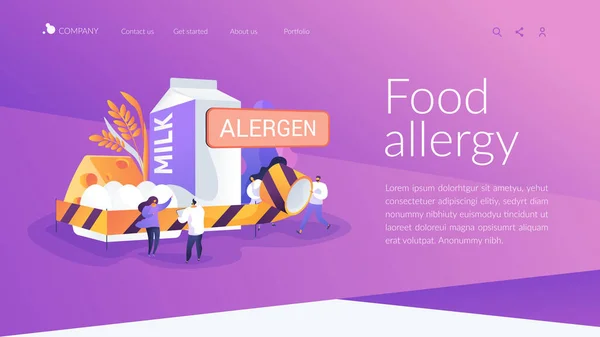 Concetto di pagina iniziale allergia alimentare — Vettoriale Stock