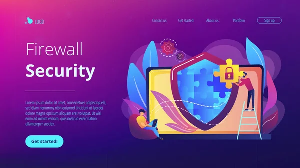 Firewall concept landing page. — Stock Vector