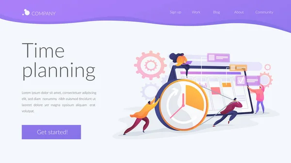 Time management landing page concept — Stock Vector