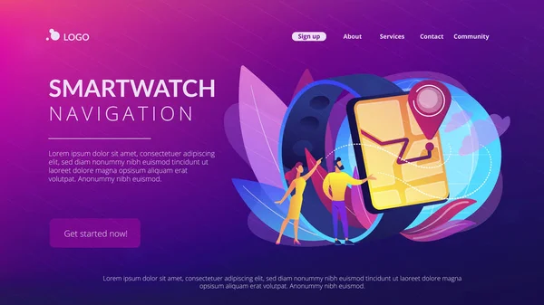 Page de lancement de concept de navigation SmartWatch. — Image vectorielle