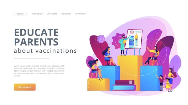 Immunisierungserziehungskonzept Landing Page. — Stockvektor