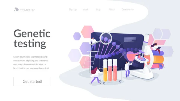 Concepto de landing page de pruebas genéticas — Vector de stock