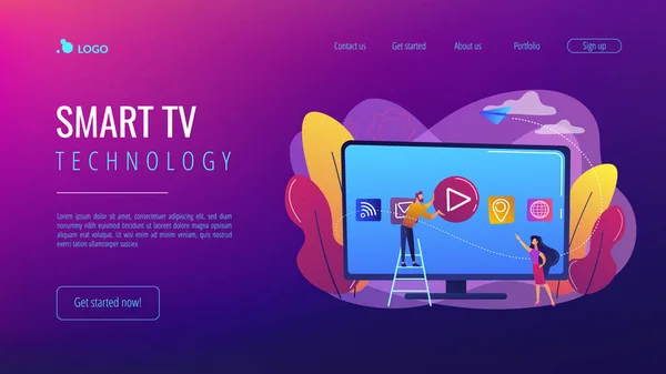 Smart TV technológia koncepció kezdőlap. — Stock Vector