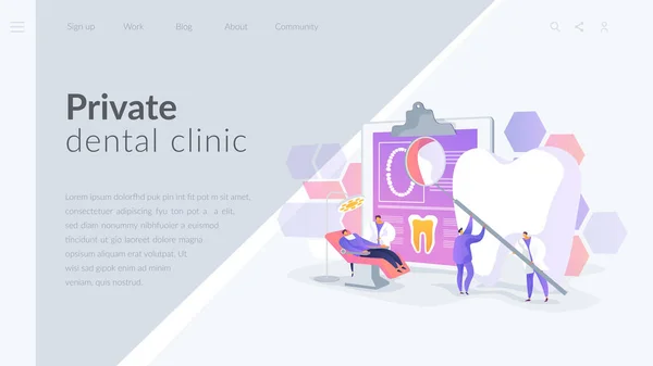 Concepto de landing page odontológica privada — Archivo Imágenes Vectoriales