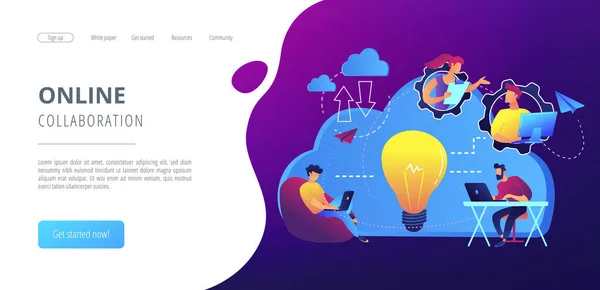 Cloud collaborationconcept landing page. — Image vectorielle