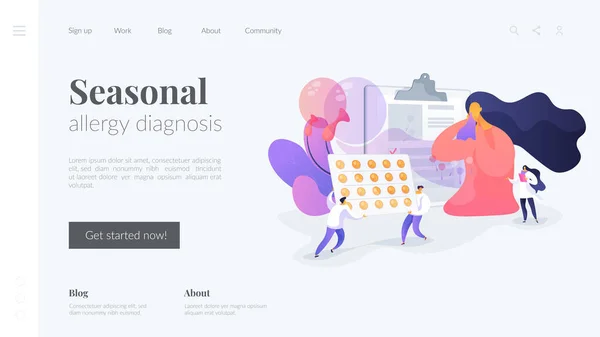 Concepto de landing page de alergia estacional — Archivo Imágenes Vectoriales