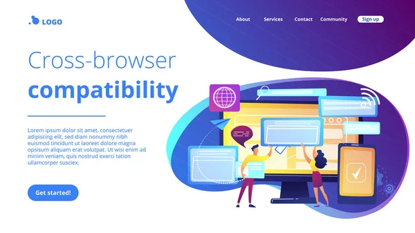 Cross-browser compatibiliteit concept landing page. — Stockvector