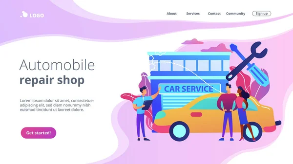 Conceito de serviço de carro landing page . — Vetor de Stock