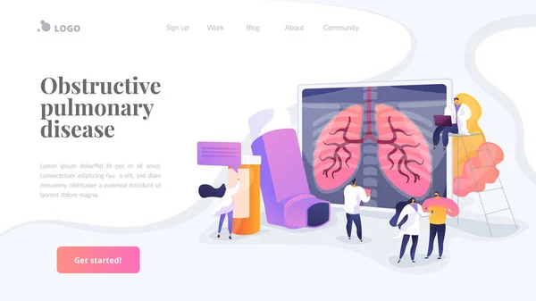 Chronische obstructieve longziekte landing page concept — Stockvector