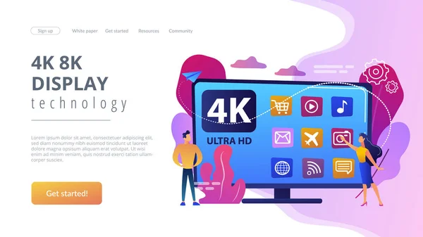 UHD conceito de TV inteligente landing page . — Vetor de Stock