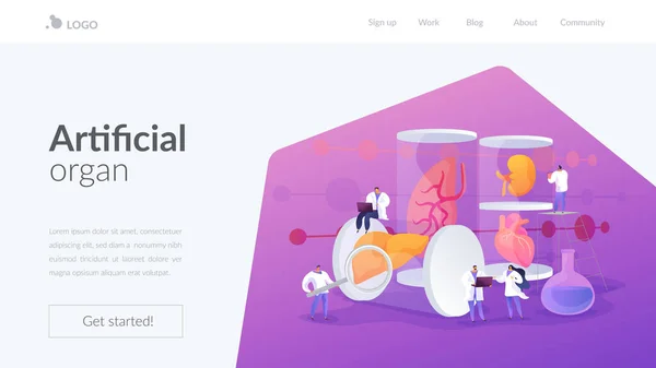 Concepto de landing page de órganos cultivados en laboratorio — Archivo Imágenes Vectoriales