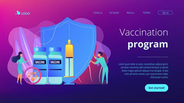 Page d'accueil du concept du programme de vaccination . — Image vectorielle