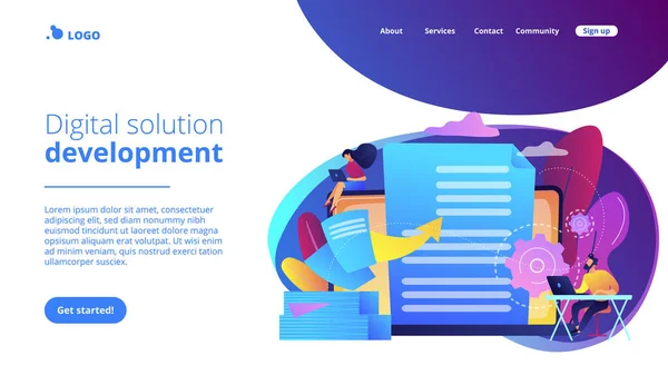 Concepto de transformación digital landing page . — Vector de stock