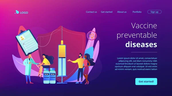 Vacunación de adultos concepto landing page . — Vector de stock