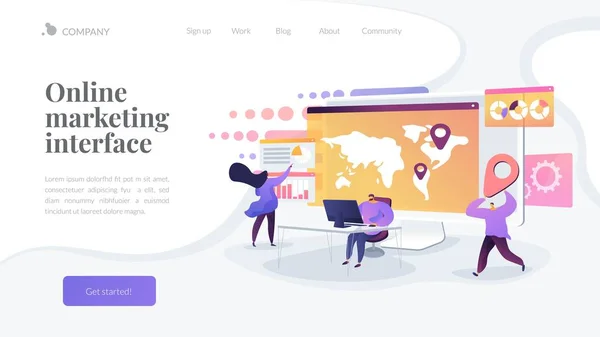 Social media dashboard landing page concept — Stockvector