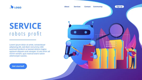 Robotic process automation Concept landing page. — 스톡 벡터