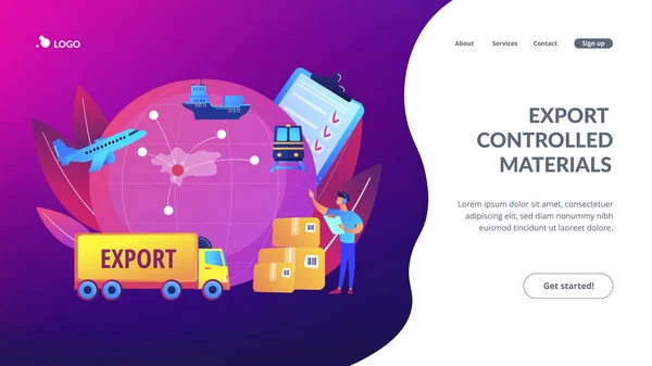 Export control concept landing page — Stock Vector