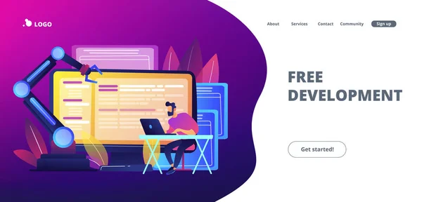开放自动化架构概念登陆页. — 图库矢量图片