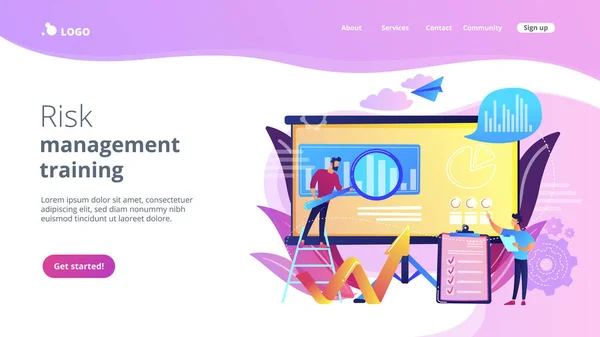 Risk managementconcept landing page. — Stock Vector