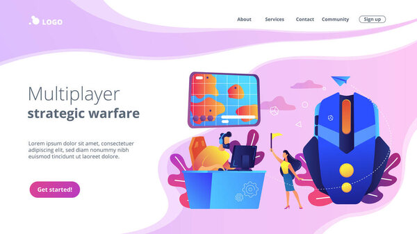Strategy online games concept landing page.