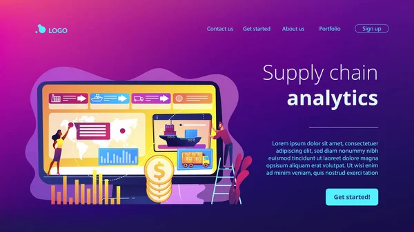 Supply chain analytics concept landing page — Stock Vector