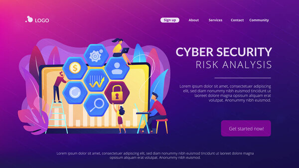 Cyber security management concept landing page.