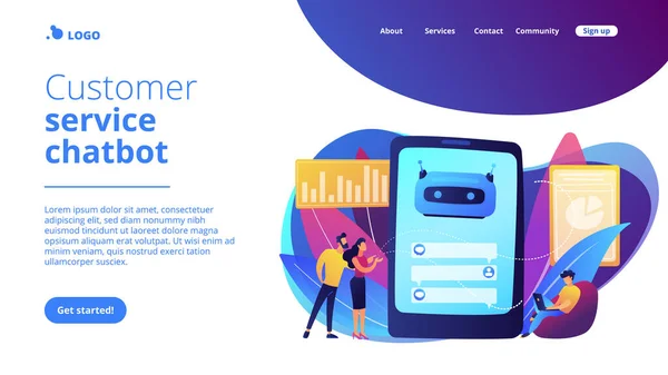 Chatbot customer servicectuept landing page. — 스톡 벡터