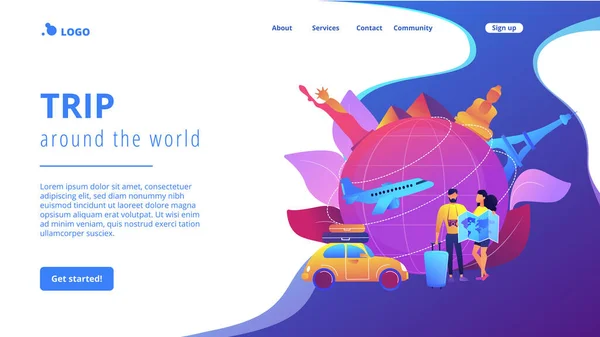 Conceito de viagem global landing page . —  Vetores de Stock