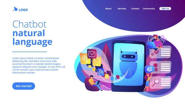 Natural language processing concept landing page. — Stock Vector