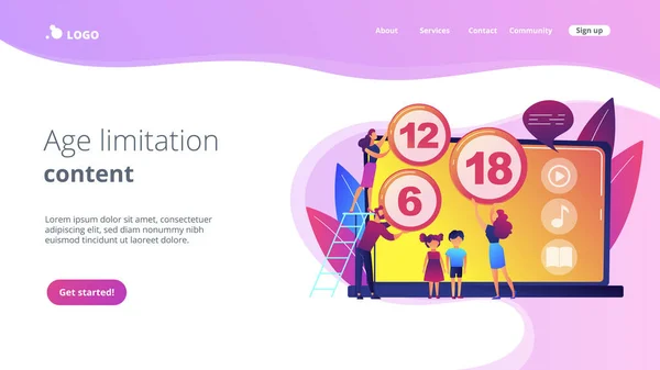 Content Rating System Konzept Landing Page. — Stockvektor