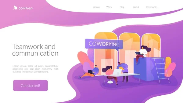 Concepto de landing page de coworking — Archivo Imágenes Vectoriales