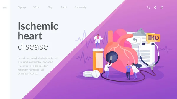 Ischemic heart disease landing page 컨셉트 — 스톡 벡터